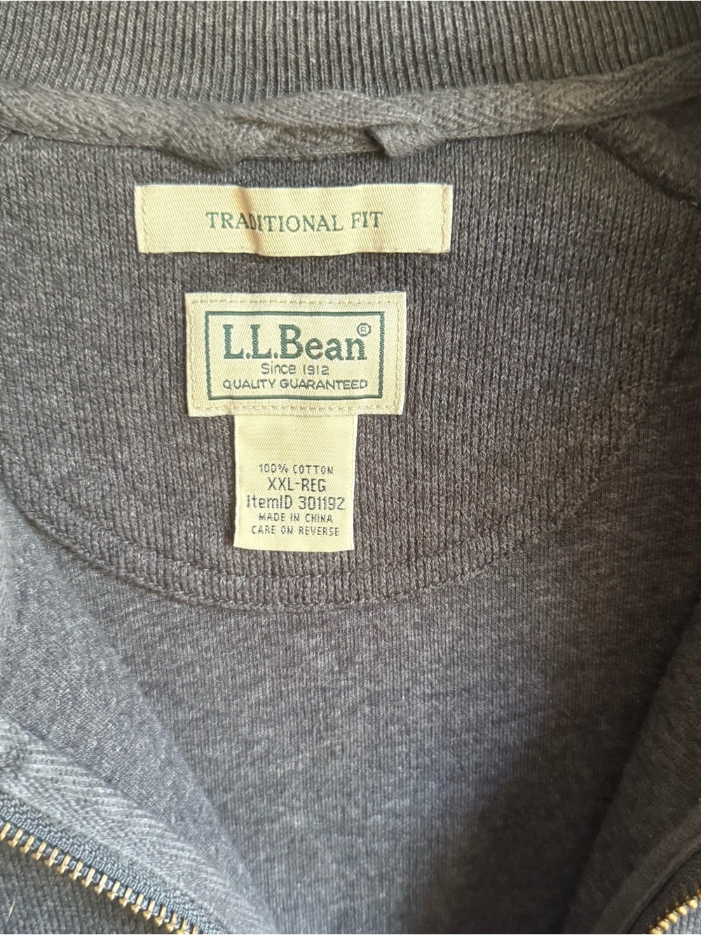 Men’s XXL Navy/Gray LL Bean Traditional Fit Casual Outdoor Quarter Zip Pullover - Picture 4 of 5